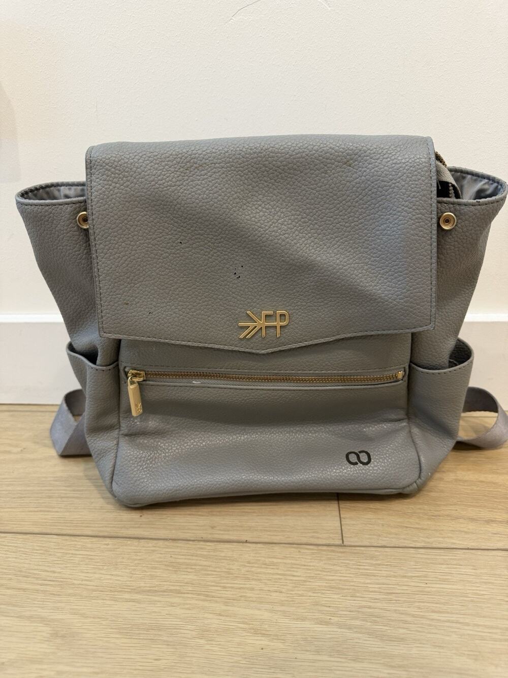 Freshly Picked Classic Diaper Bag Backpack Stone Grey Vegan Leather